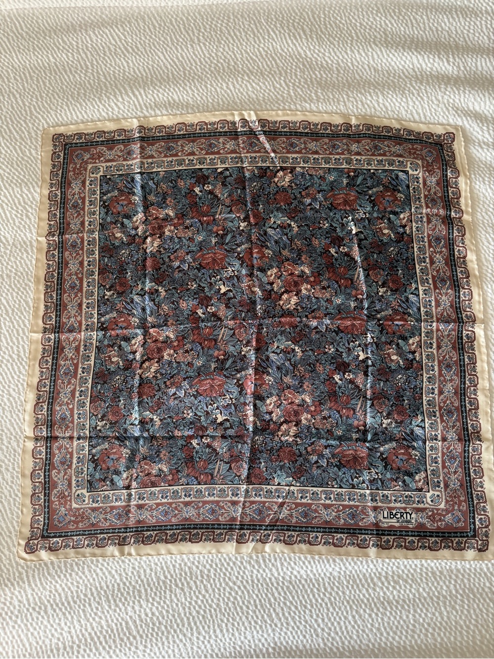 Liberty of London All Silk Square Scarf Dense Floral Persian Made in England